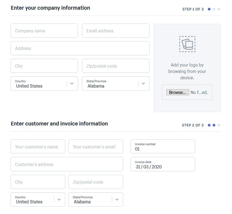 Create invoices and accept payments via the Shopify admin area